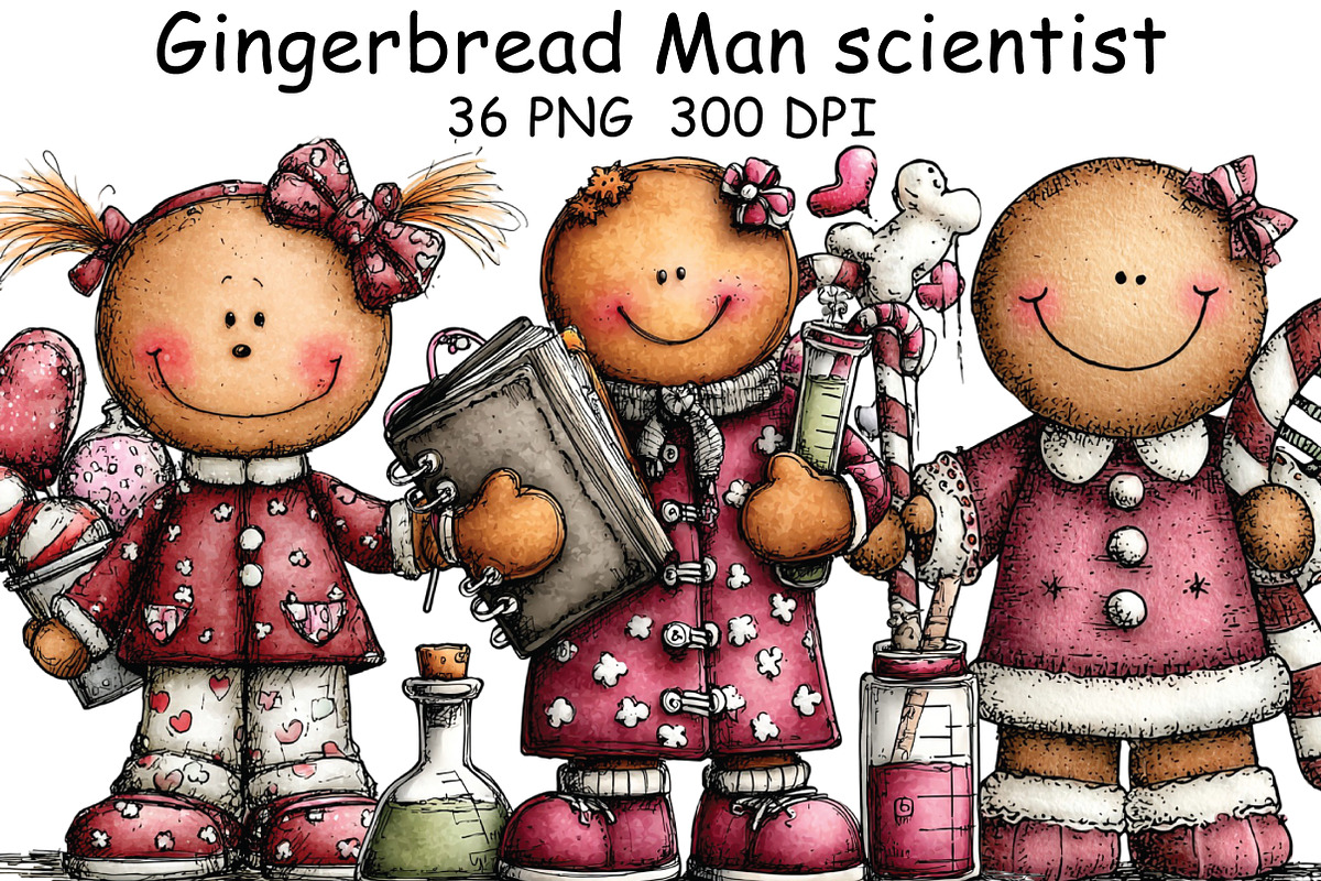 Whimsical Gingerbread Man scientist, an Illustration by CraftArtStudio (Photo 1 of 6)