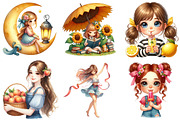 Whimsical Summer Girl Clipart, an Illustration by Pixels.Craft (Thumbnail 4 of 9)
