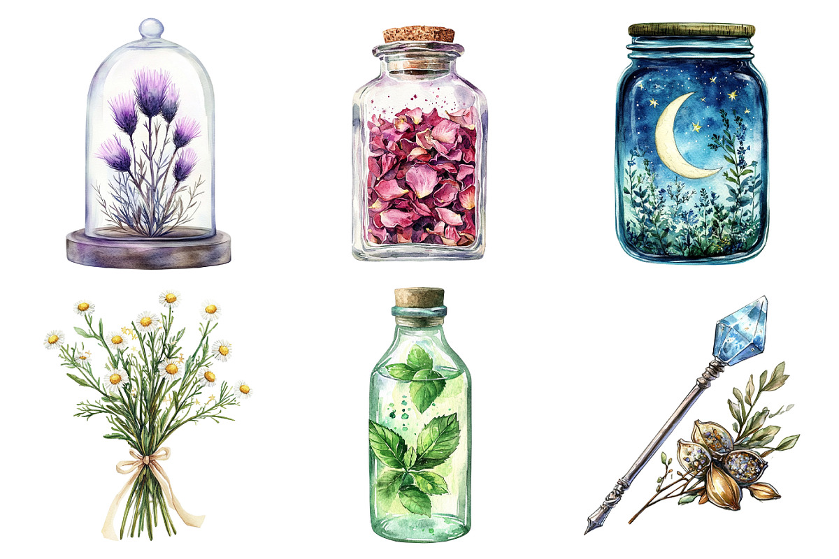 Fairy Apothecary Watercolor Clipart, an Illustration by Daily.Designs (Photo 3 of 5)