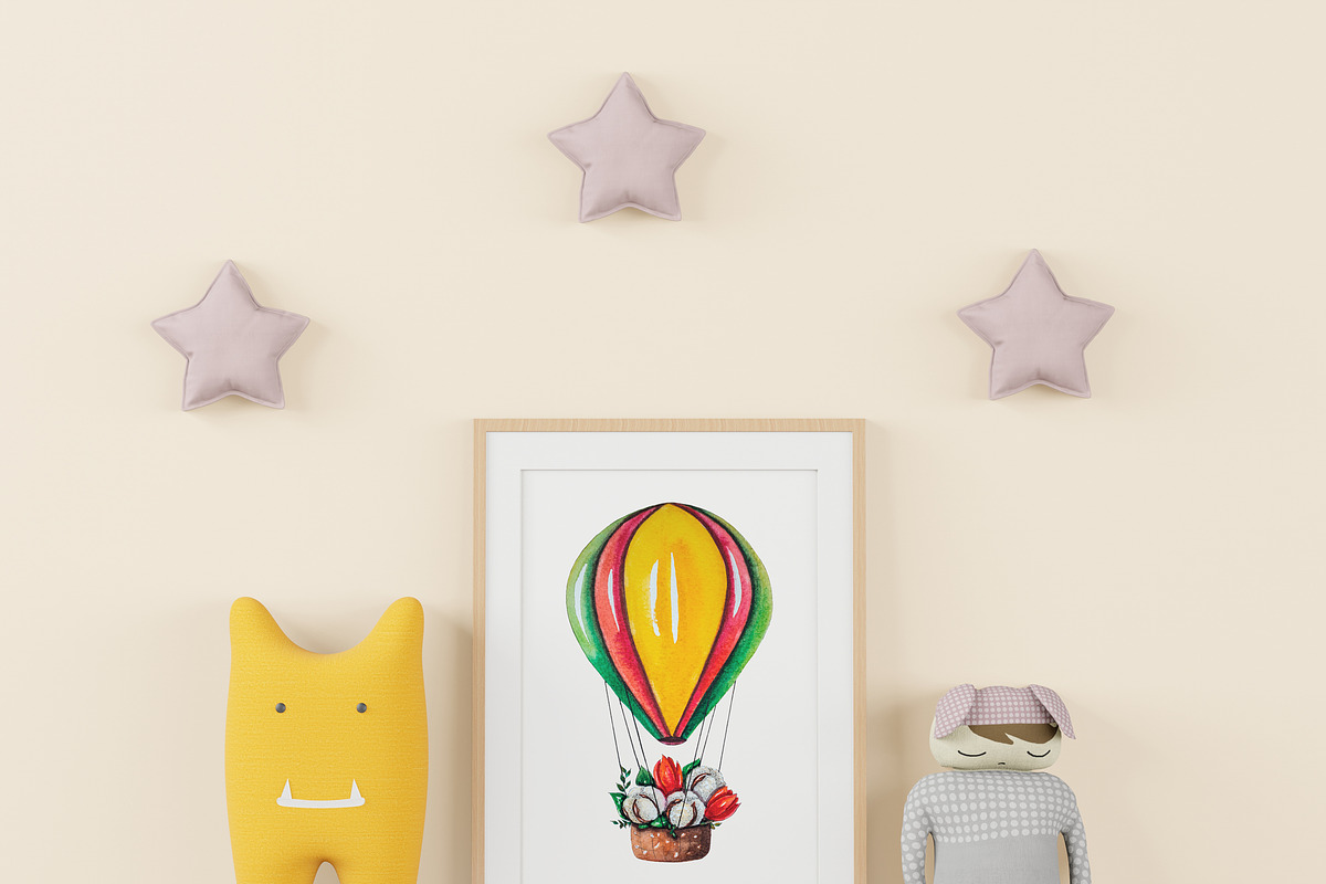 Hot Air Balloons Watercolor Clipart, a Transportation Illustration by AnastasiaWatercolor (Photo 9 of 9)