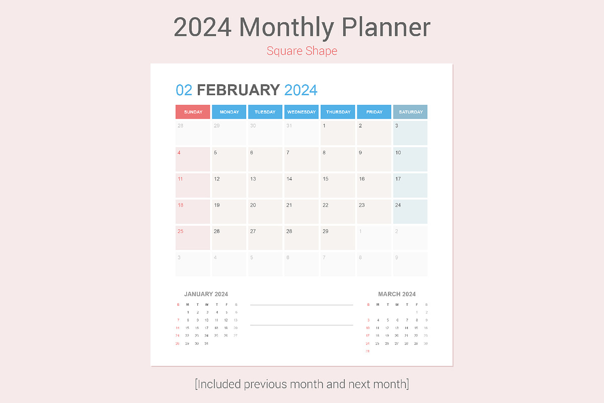 2024 Simple Calendar [Sunday], a Stationery Template by WORAKAMON Design Studio (Photo 2 of 7)