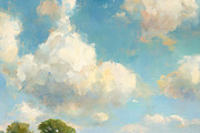 Countryside village painting with winding path through rolling g, an Illustration by Studio ANNA (Thumbnail 2 of 2)