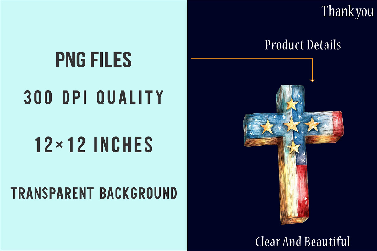 Vintage Patriotic Cross PNG, an Illustration by SinaCreation (Photo 4 of 5)