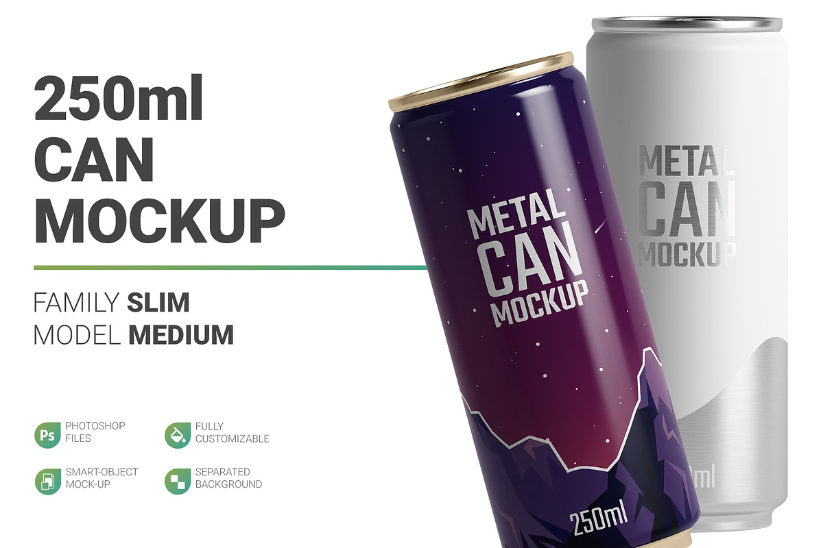 250ml Slim Can Mockup, a Packaging Mockup by AY Mock-Ups (Photo 1 of 10)