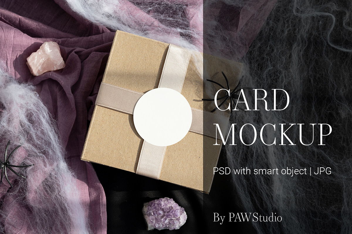 Halloween Card Mockup Round Tag fall, an Advertising Mockup by PawMockups (Photo 1 of 10)
