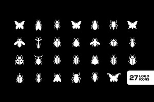 Insect Flat Icon Set Collection Logo