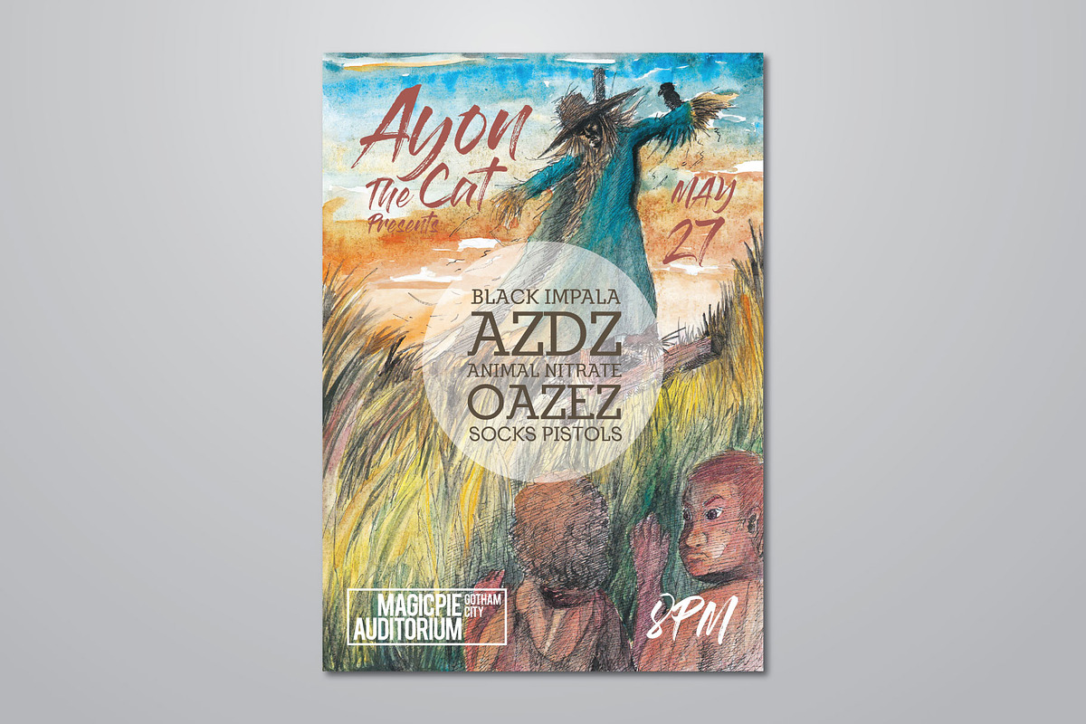 Watercolor Summer Cornfield Flyer, a Flyer Template by ashenterprise (Photo 1 of 6)