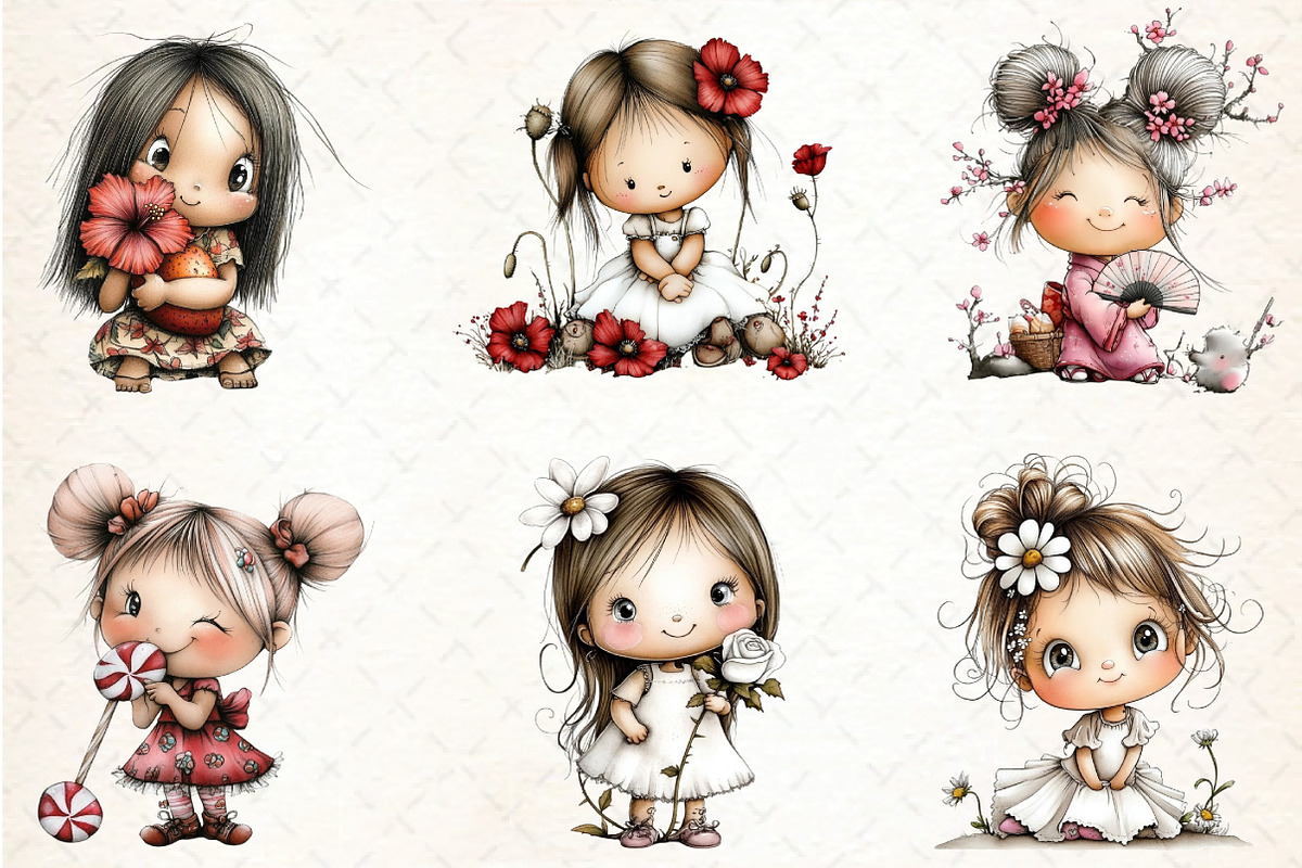 Flowers and Girls Clipart Bundle, an Illustration by DreamCafeArt (Photo 5 of 8)