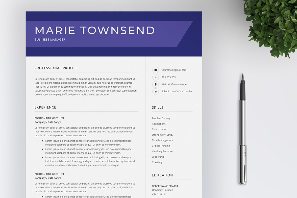 Creative Resume Template / CV, a Resume Template by SalientResume (Photo 1 of 5)