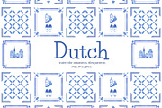 Dutch watercolor tiles and ornaments, a Decorative Illustration by ArtPavo (Thumbnail 1 of 7)