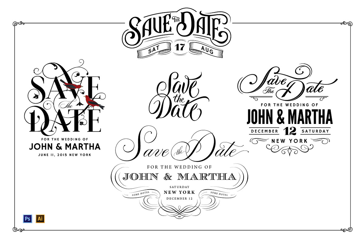 5 Vintage Save The Date Designs, an Invitation Template by vatesdesign (Photo 1 of 2)