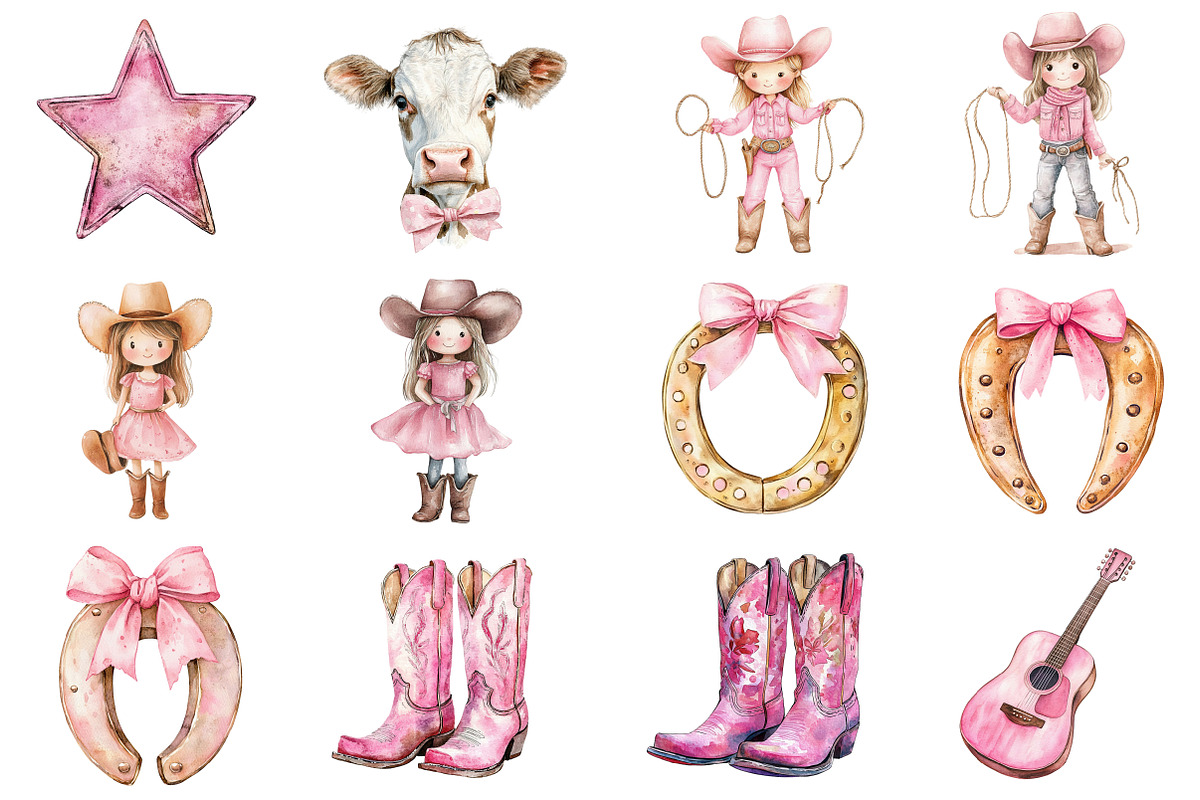 Cute cowgirl clipart, an Illustration by CitraGraphics (Photo 2 of 5)