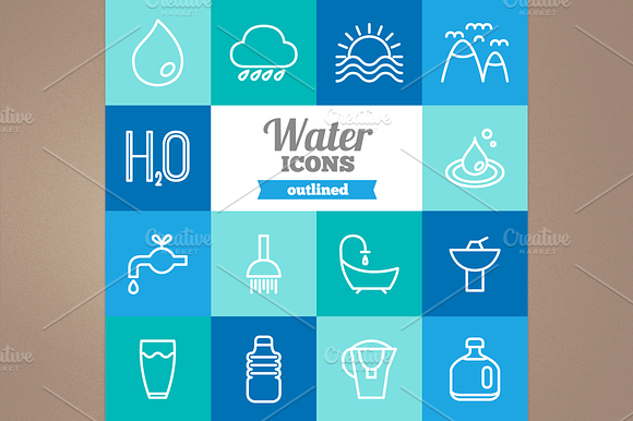 Outlined Water Icons