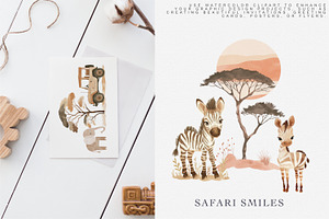 Watercolor Safari Animal Clipart Set