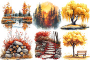 Watercolor Fall Scenery Clipart, a Seasonal Illustration by Designworld (Thumbnail 3 of 6)