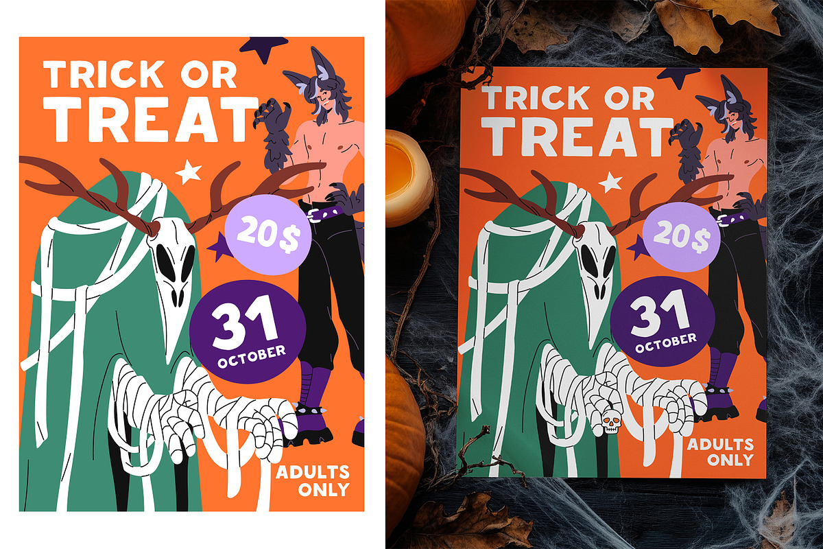 Halloween people set, banner, poster, a Person Illustration by PaperTrident (Photo 12 of 14)