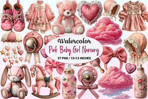 Pink Baby Girl Nursery Clipart, a Graphic by CitraGraphics