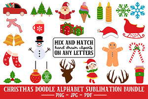 Christmas Doodle Alphabet Bundle V.2