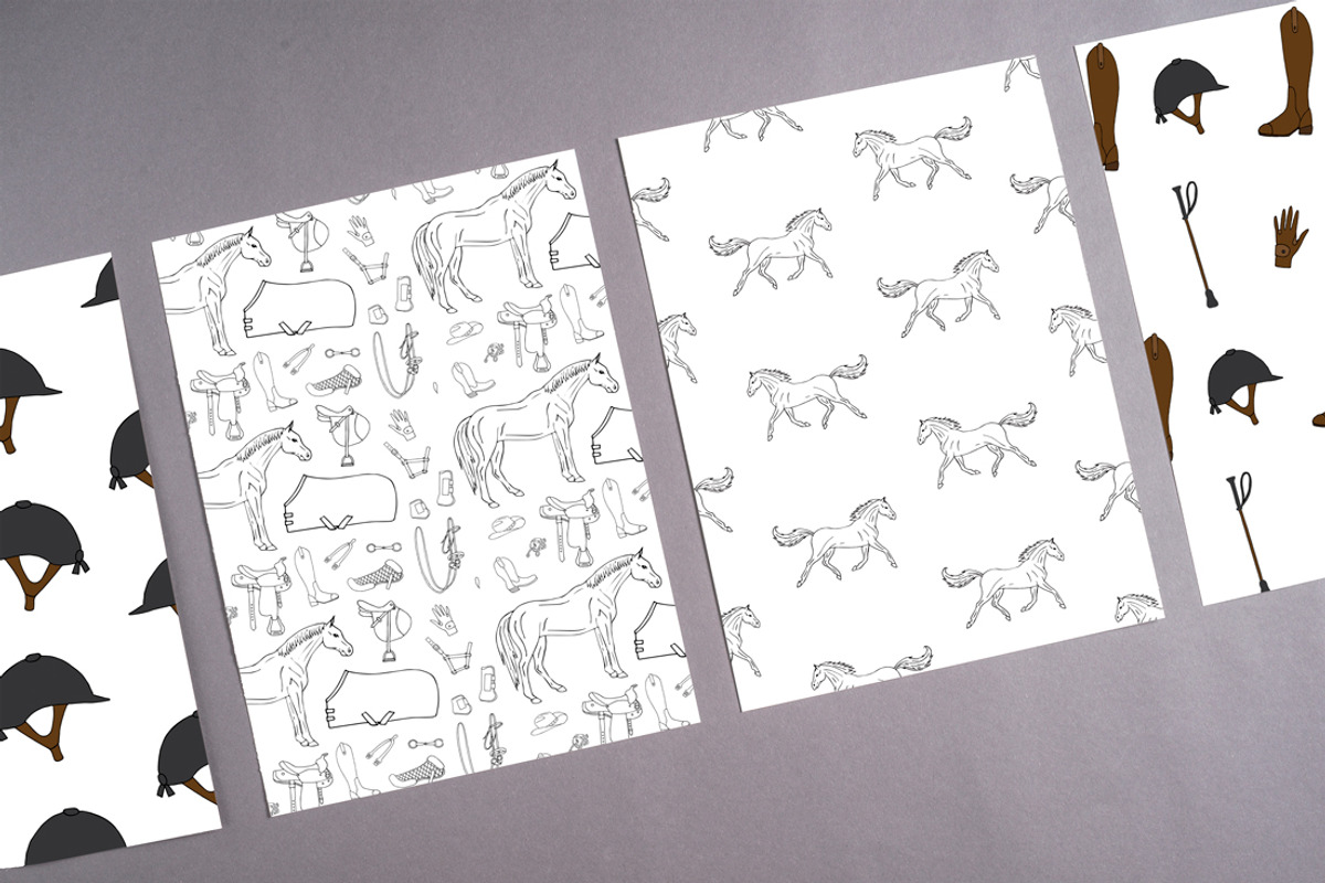 Equestrian seamless patterns set, a Pattern Graphic by Swetsol (Photo 7 of 9)
