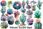 Watercolor Succulent Clipart, an Illustration by Designworld (Thumbnail 1 of 4)