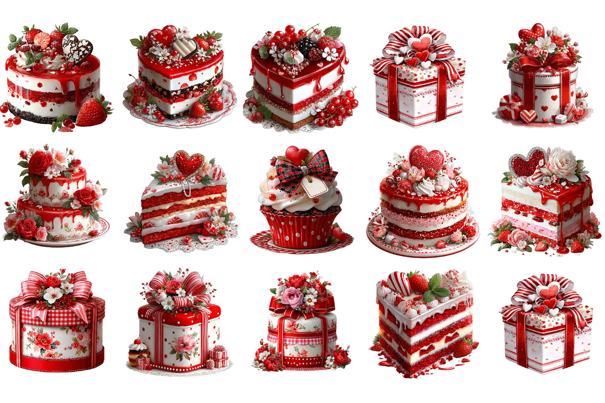 Valentine Gift Cake Clipart, an Illustration by DreamArtGraphic (Photo 3 of 4)