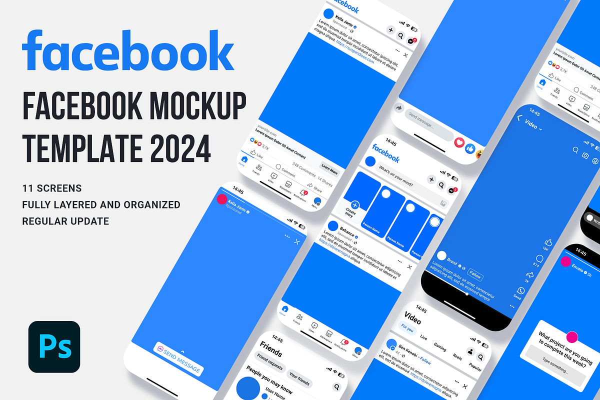 Facebook Template PSD Mockup 2024, a Social Media Template by Dilshod Sobirov (Photo 1 of 8)