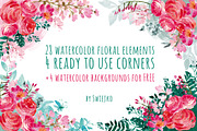 Watercolor flowers, corners, an Illustration by swiejko (Thumbnail 1 of 3)