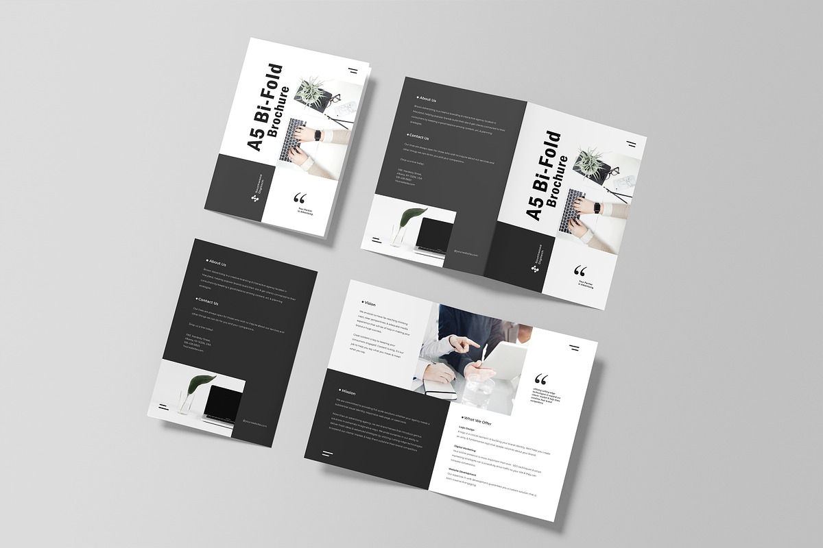 A5 Bifold Brochure Mockup, a Print Template by graphicsecond