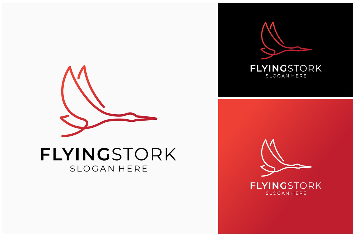 Flying Stork Egret Line Art Logo, a Branding & Logo Template by ika trisiana (Photo 1 of 2)