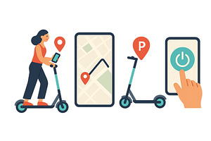 Person uses smartphone to navigate e, a Transportation Illustration by ZinetroN