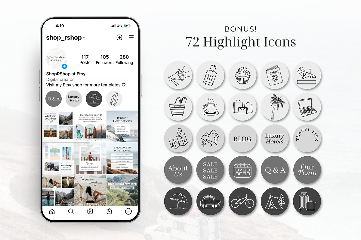 Travel Instagram Post Templates, a Social Media Template by ShopRShop (Photo 6 of 11)