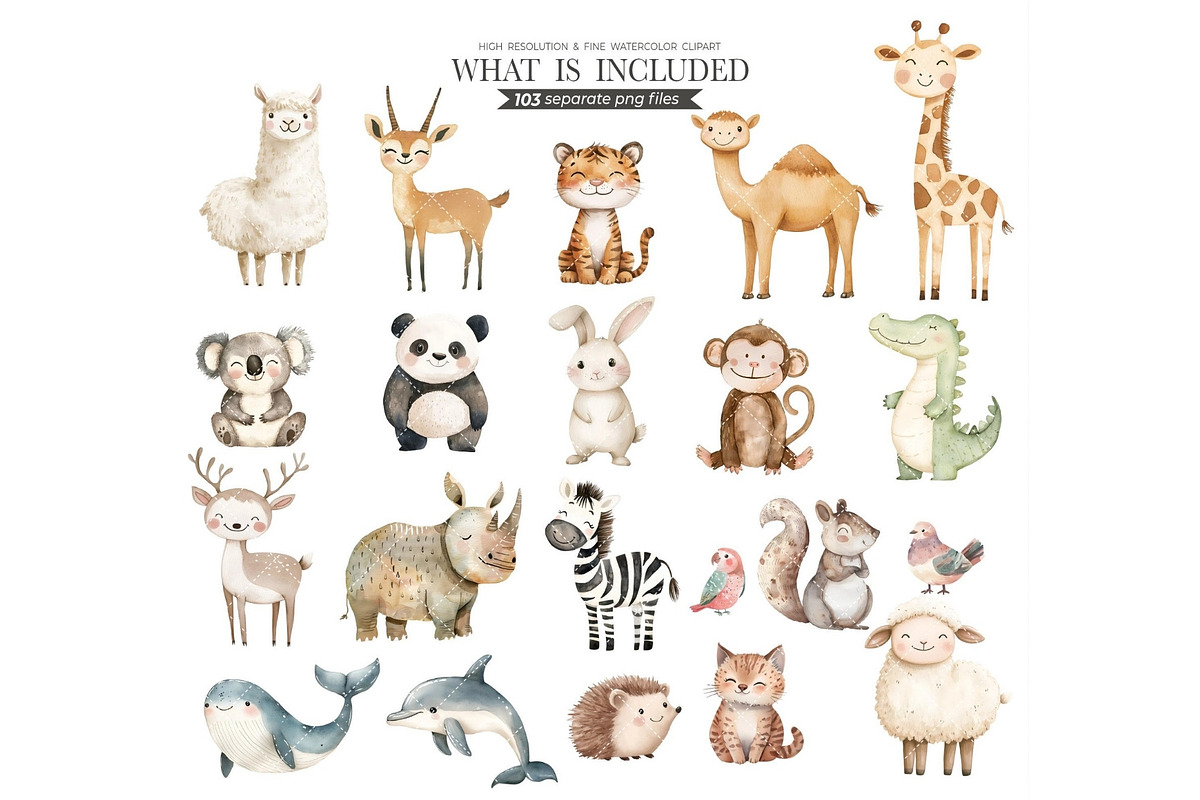 Noah’s Ark Watercolor Clipart Bundle, an Illustration by CharmClipArt (Photo 2 of 8)