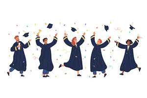 Tossing caps in air. Celebrating, a Person Illustration by YummyBuum