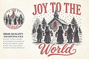 Vintage Joy To The World Christmas, a Seasonal Illustration by Libby Wishes (Thumbnail 1 of 4)