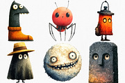 Watercolor Quirky Halloween Clipart, an Illustration by Canvas Craft (Thumbnail 3 of 6)