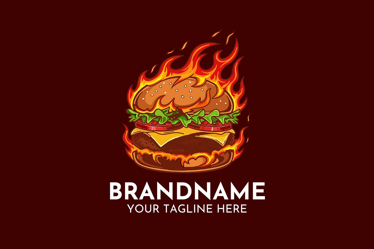 Fire Burger Logo Design Fast Food, a Branding & Logo Template by Megafox Studio (Photo 2 of 2)