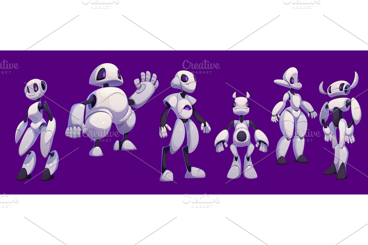Cartoon futuristic robotы, a Technology Illustration by Vector Tradition