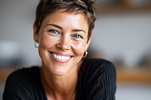Confident woman with short hair and, a Person Photo by MistyDay
