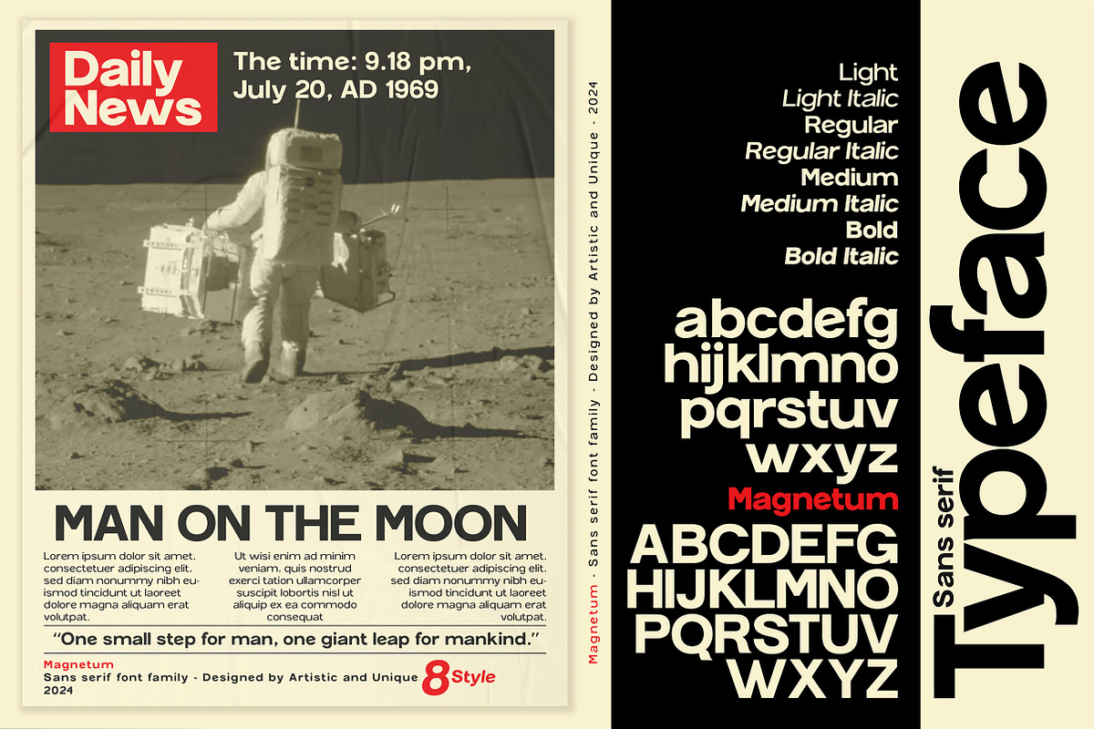 Magnetum - Sans serif font family, a Sans Serif Font by Artistic & Unique (Photo 5 of 15)