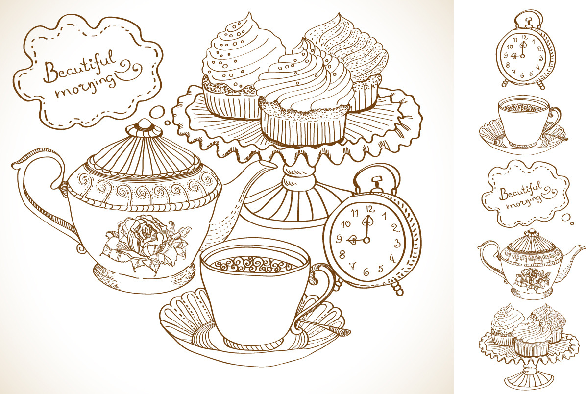 Vintage tea background, a Food Illustration by JaneLane