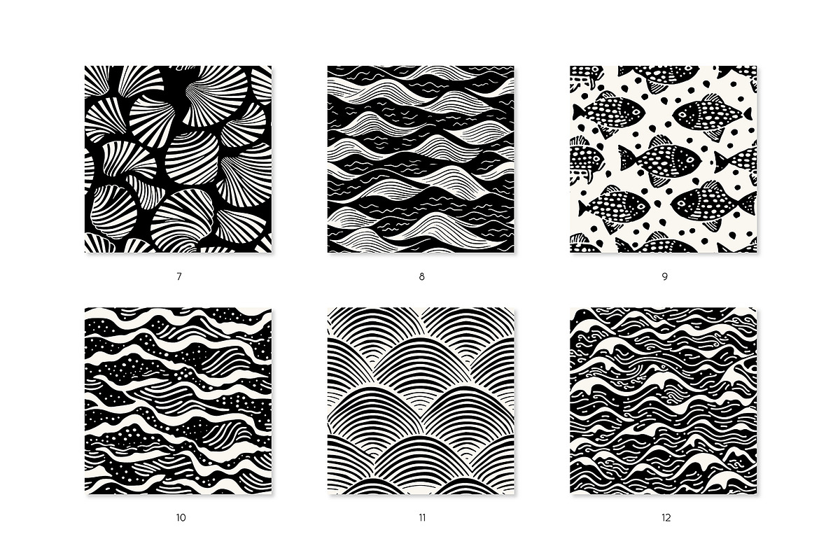 Underwater Seamless Patterns Bundle, a Pattern Graphic by Curly_Pat (Photo 4 of 15)
