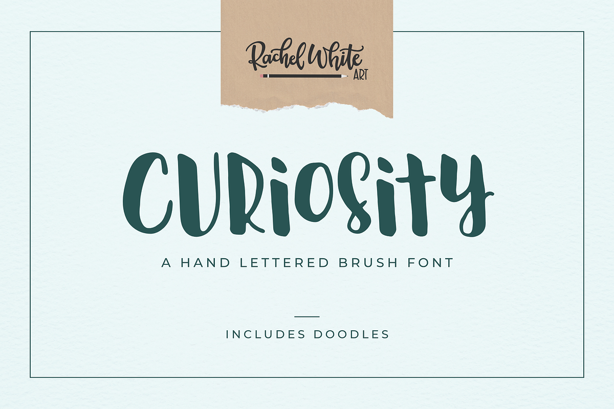 Curiosity, hand lettered brush font, a Handwritten Font by Rachel White Art (Photo 1 of 10)
