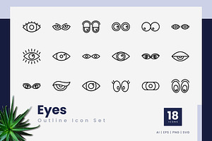 Eyes Outline Icons, an Outline Icon by Zeer Graphic