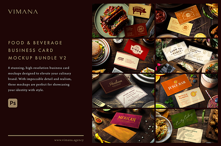Restaurant Business Card Mockups V2