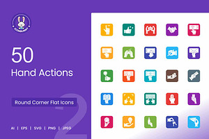 50 Hand Actions Filled Round Corner, an Icon by IconBunny