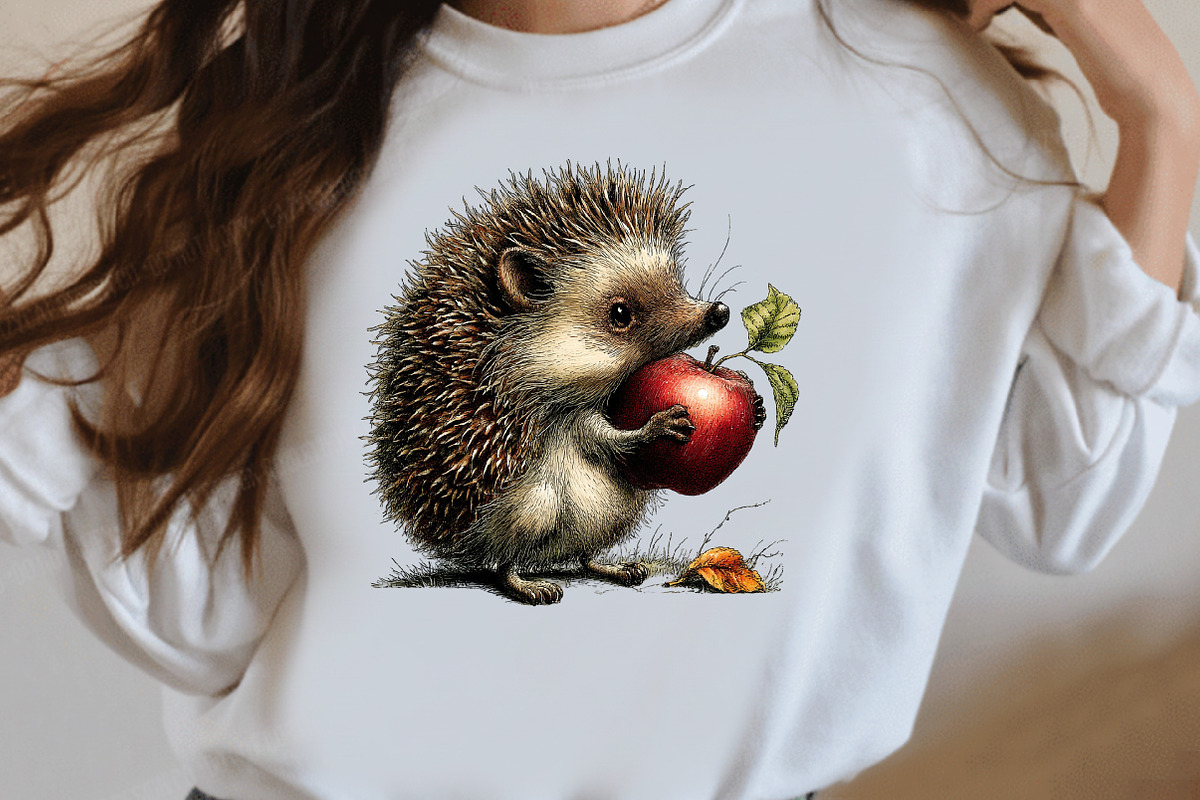 Cute Hedgehog with Apples PNG, a Seasonal Illustration by Designworld (Photo 8 of 9)