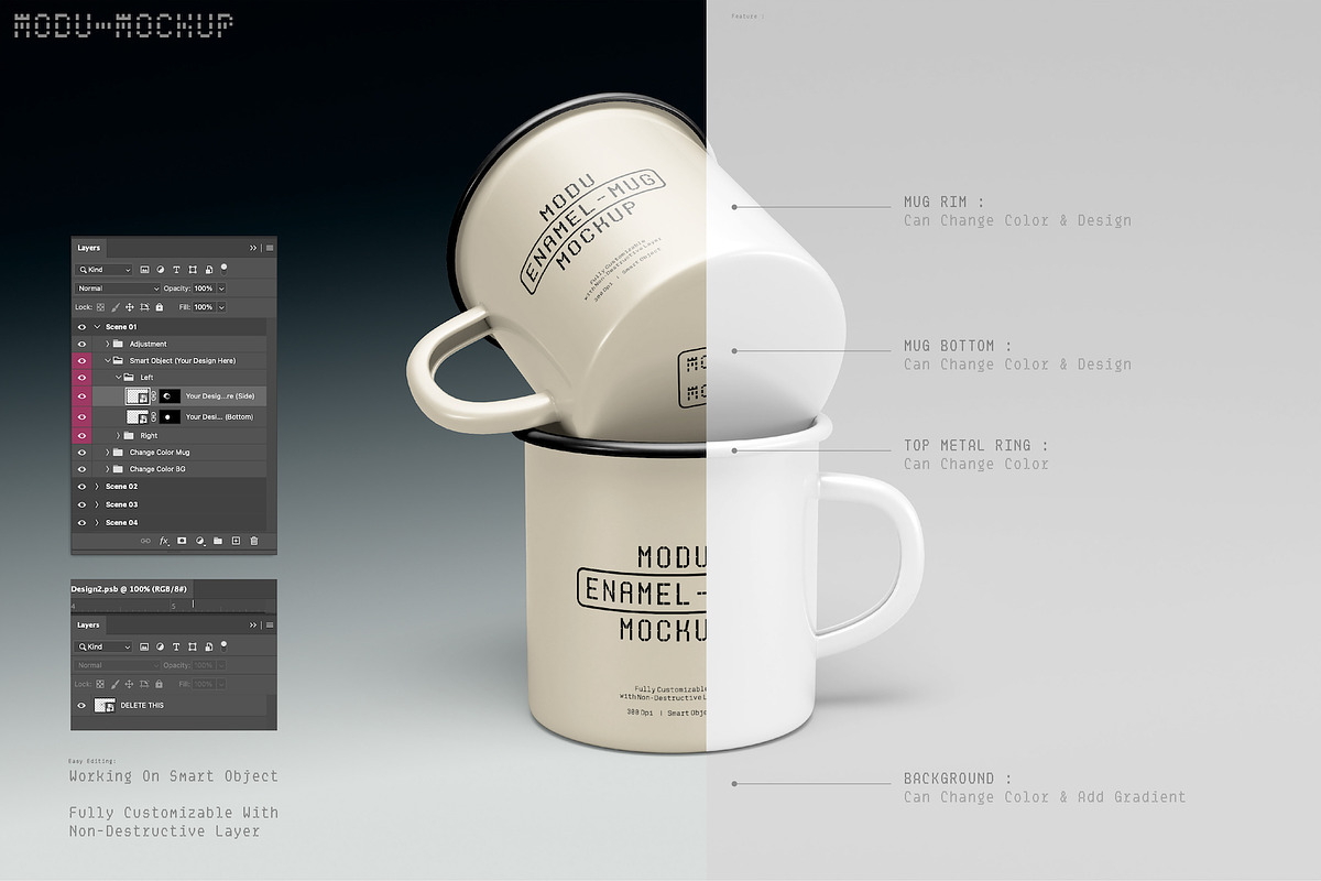4 Scenes - Enamel Mug Mockup Kit V01, a Merchandise Mockup by Moduclave Studio (Photo 3 of 7)