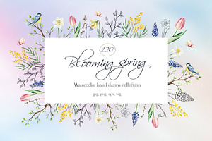 BLOOMING SPRING - Watercolor set, an Illustration by Navenzeles