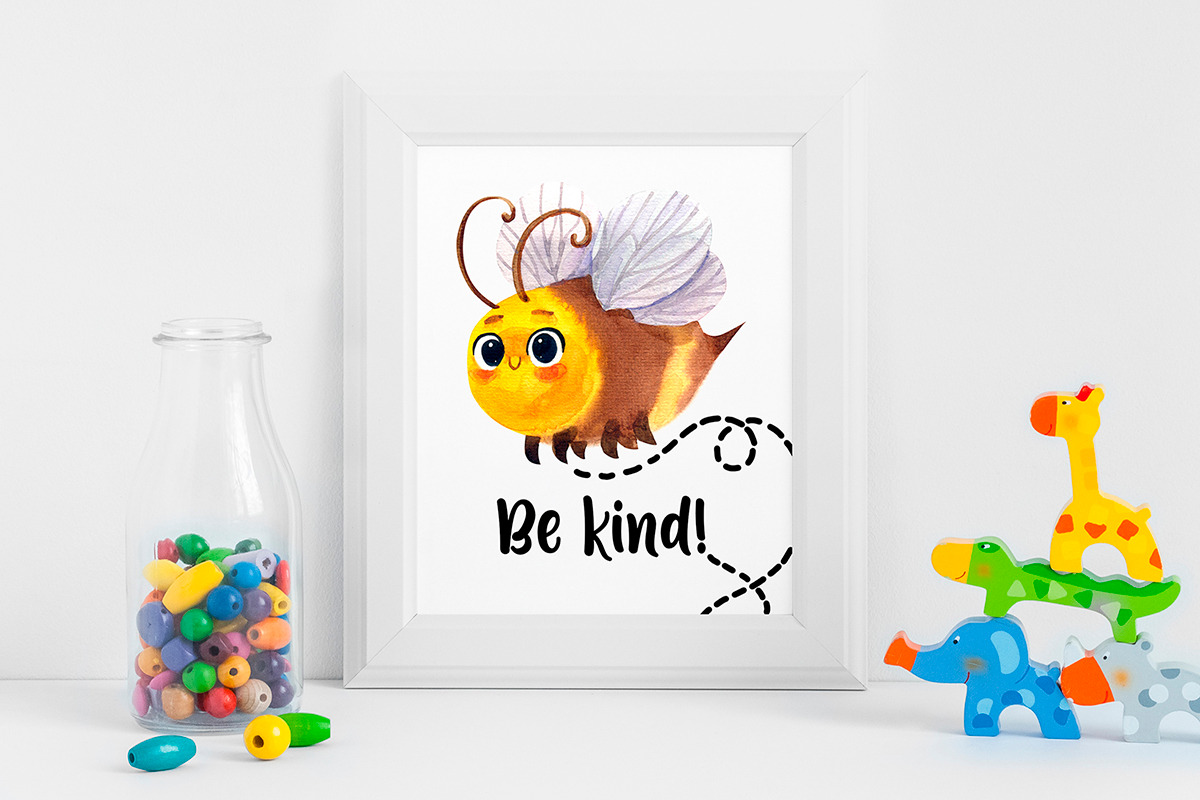 Watercolor Cute Bees, an Animal Illustration by KatBranchArt (Photo 5 of 5)