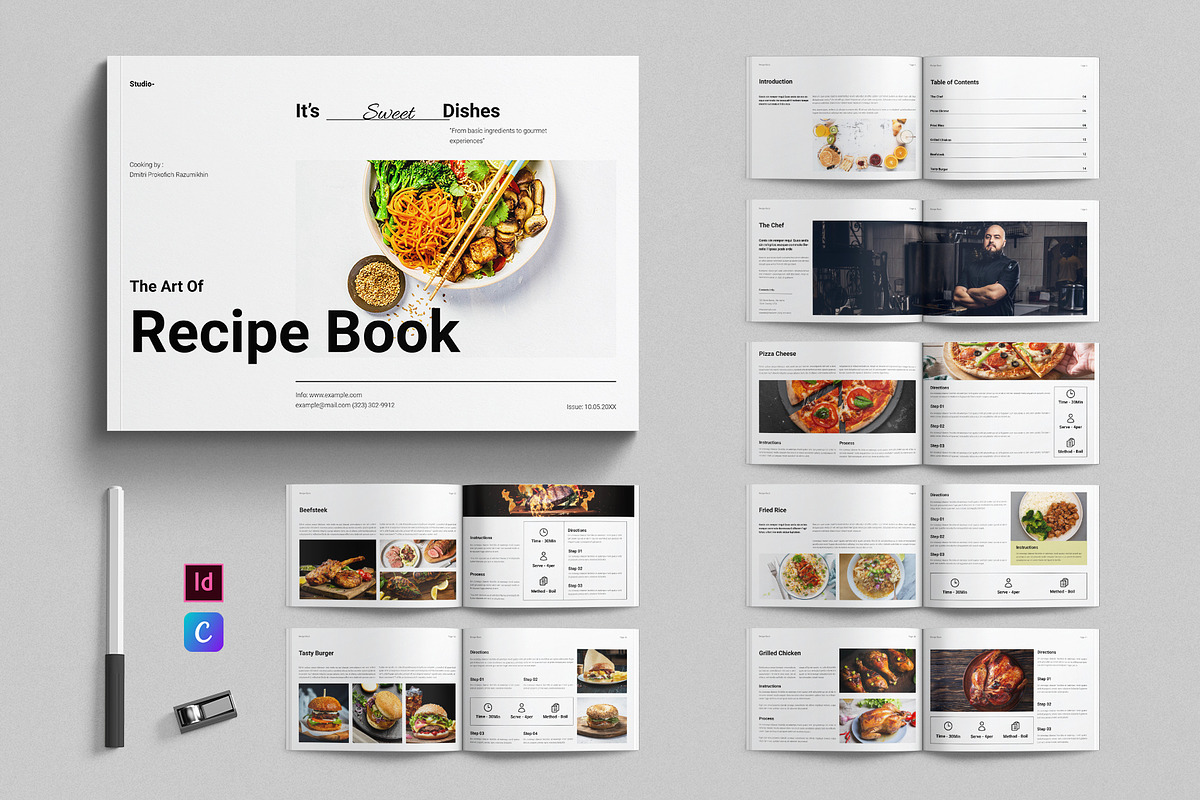 Recipe Book Template Landscape, a Brochure Template by E-Type (Photo 1 of 7)